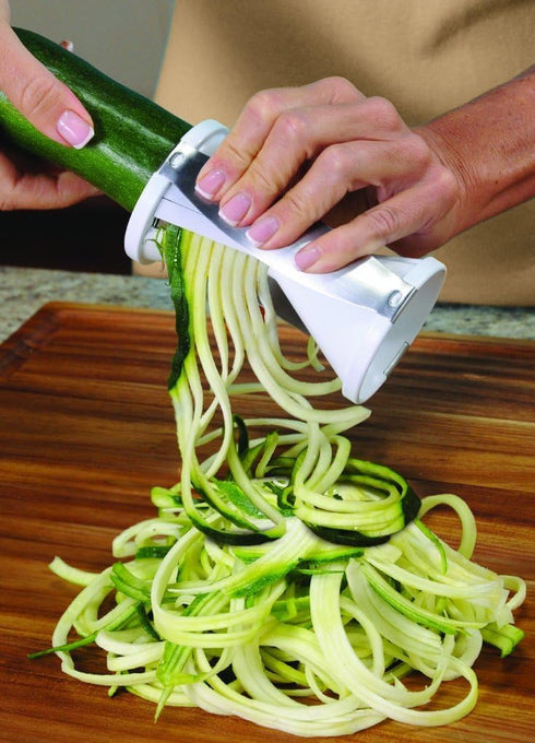 2.76"L 2.76"W 6.32"H, Veggetti Veggie Slicer, Dual Stainless Steel Blade Vegetable Cutter for Thick or Thin Noodle