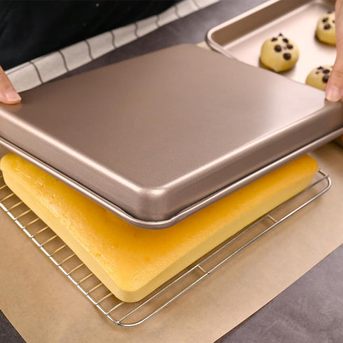 WMKGG 11 x 9 Inch Air Fryer Toaster Oven Tray - Set of 2 Nonstick Heavy Carbon Steel Baking Pans - Black