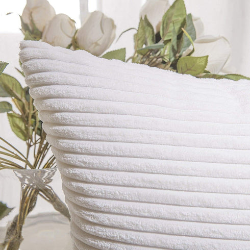 Home Brilliant Striped Corduroy Pillow Cover, 24x24 Euro Throw Pillow Sham for Spring Decor
