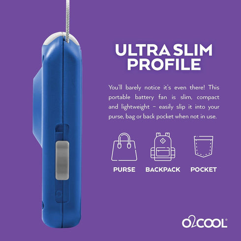 O2COOL Deluxe Personal Necklace Fan, Hands-Free, Battery Operated, 2 Pack Random Colors