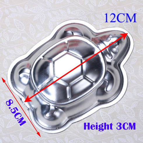 2 PCS Mini Small Aluminum Cake Mould - Turtle Shape Cake Pan Decorating Mould for Pudding Chocolate Jelly Tins Baking