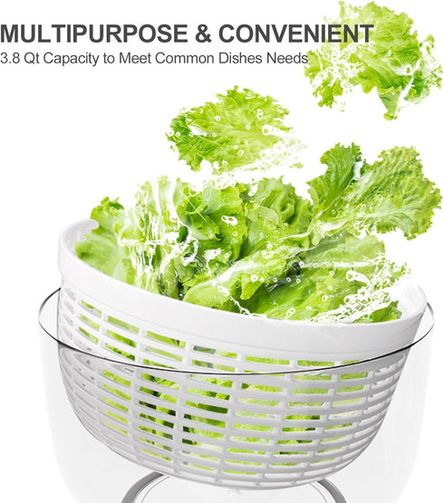 3.8 Smile mom Salad Spinner Small Lettuce Spinner Kitchen Gadgets Vegetable Washer, High Efficiency for Home Kitchen