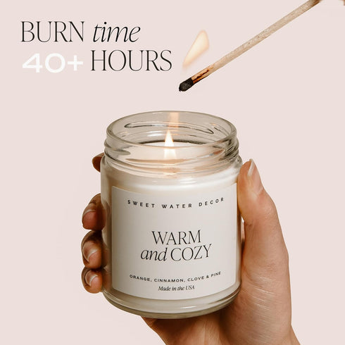 Sweet Water Decor Cinnamon Roll Candle - Fall Scented Soy Candle with 40 Hours Burn Time - 9Oz Gold Lid Clear Jar