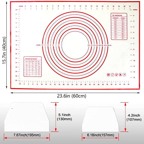 5 pcs Pizza Tools Set including Dough Roller, Docker, Silicone Pastry Dough Mat, and Dough Scraper Cutter