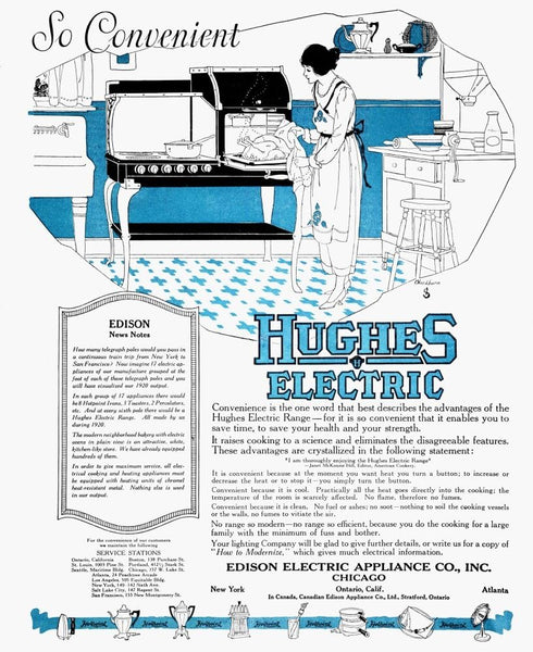 Home Appliance Ad Nhughes Electric Range Advertisement of 1927 - Poster Print (18 x 24) from American Magazine