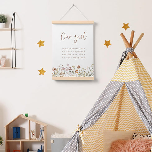 Room,12x16 Inch PaJiaNi Wildflower Nursery Decor, Our Girl Thank Heaven for Little Girls Wall Decor, Wildflower Picture