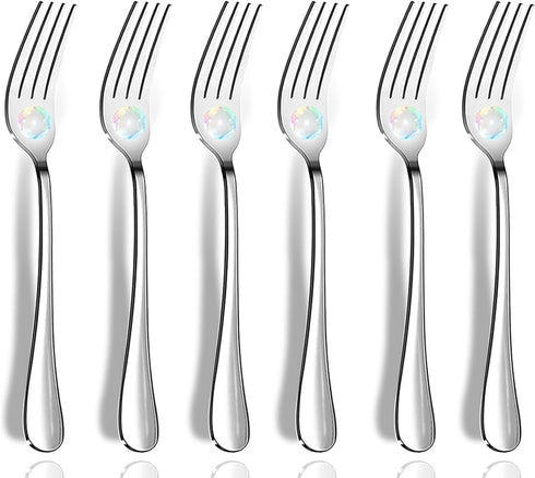 Dinner Forks Set of 6, Top Food Grade Stainless Steel Silverware Forks, 8 Inches, Mirror Finish & Dishwasher Safe