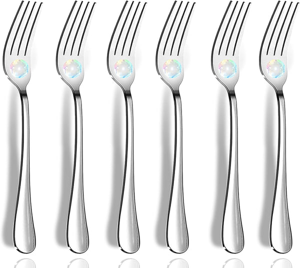 Dinner Forks Set of 6, Top Food Grade Stainless Steel Silverware Forks, 8 Inches, Mirror Finish & Dishwasher Safe