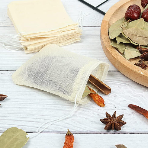 YQL Spice Bags for Cooking, 30PCS 3x4 Inch Muslin Bags with Drawstring for Straining