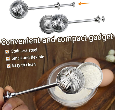 Powder Sugar Shaker Sifter, Baker's Dusting Wand Dispenser for Flour, Spices, Sugar, Tea Strainer