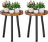 2-Pack (12.5"x18") Ekisemio Plant Stands Outdoor Indoor, Mid Century Side Tables with Walnut Finish & Raised Edge