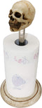 Rustic White Wood Skull Stand Up Paper Towel Holder, Easy One-Handed Tear