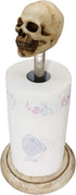Rustic White Wood Skull Stand Up Paper Towel Holder, Easy One-Handed Tear