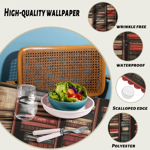 XYJFZL 52 70 Inch 4-6 Bookshelf Tablecloth Library Vintage Bookcase Book Shelf Rectangle Table Cloth Kitchen Table