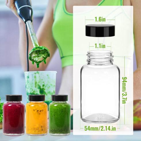 4oz 16Pack- 4 oz Shot(4 oz, Set 16) Ginger Shots Bottles Portable Leakproof Glass Jars with Lids- Glass Juice Shot