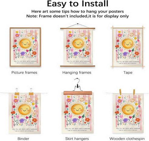12x16inch Wildflower Nursery Wall Art Boho Sun Floral Botanical Wall Decor You Fill My Days With Sunshine Painting