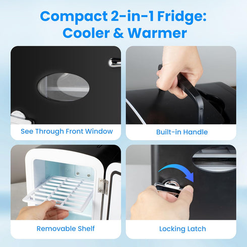 Simple Deluxe 4L Portable Mini Fridge, Warmer and Cooler for Six 12oz Cans, Eco-Friendly, Compact Refrigerator