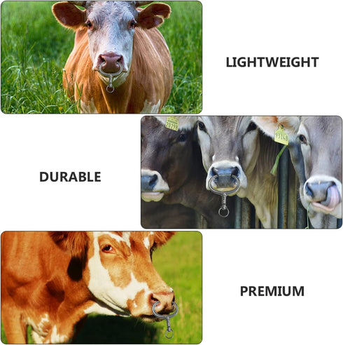 YARNOW Spring Loaded Bull Nose Ring for Cattle, Stainless Steel Tongs and Livestock Supply Tools