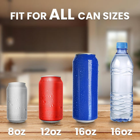 2025 8/12/16oz New Auto-Eject Can Crusher with Trash Bag Organizer - Built-in Bottle Opener, Works for Cans