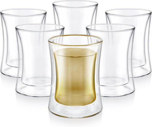 Teabloom Modern Insulated Turkish Tea Glasses - Set of 6 Double Walled