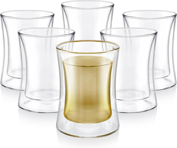 Teabloom Modern Insulated Turkish Tea Glasses - Set of 6 Double Walled