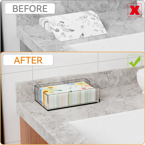 Acrylic Bathroom Napkin Holder,Clear Guest Towel Holder Tray For Bathroom,Waterproof Splashing Vertical Disposable