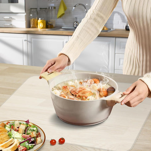 Silicone Mat for Kitchen Counter, BPA-Free Heat-Resistant NonSlip Table Mat, Trimable to Size (Translucent)