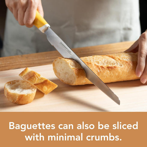 Bread Knife, 8.3 inch Stainless Steel Serrated Bread Cutter with Plastic Handle for Homemade Bread, Seki Japan