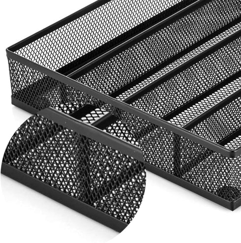 titivate Kitchen Cutlery Tray, Silverware Drawer Organizer with 5 Compartments for Forks/Knives/Spoons (Black)
