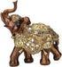 Golden Elephant Statue - Resin & Wood Grain Collectible Figurine, Feng Shui Lucky Sculpture for Home TV Cabinet