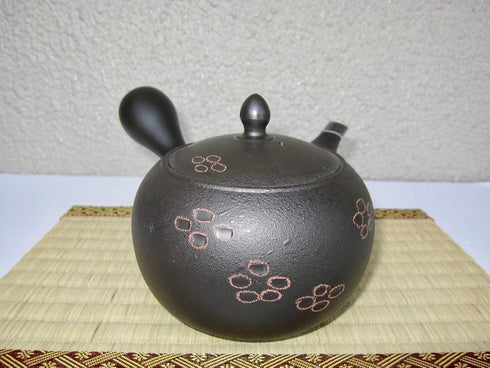 YAMAKIIKAI 15.6 L339 (1) Japanese Large Kyusu Tokoname Handmade Clay Teapot Fluid Ounces Shunjuu Scarlet Crest Pattern