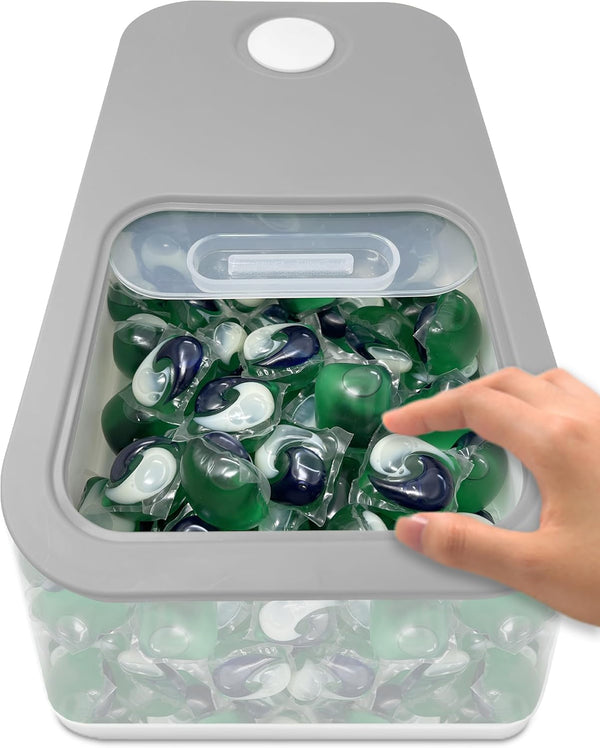 TidyFriend Laundry Pods Container with Slide Lid, 15"x8.7"x4.5", Airtight Storage Keeps Pods