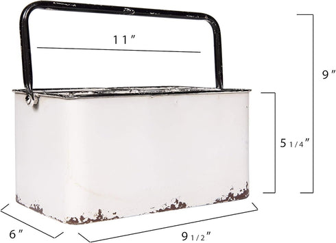 Creative Co-Op Distressed White Metal Caddy with 6 Compartments