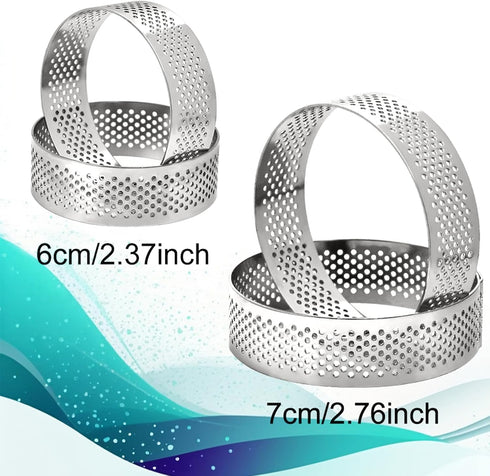 10 Pcs 2.37 Inch 304 Stainless Steel Tart Ring, Heat-Resistant Perforated Baking Tools