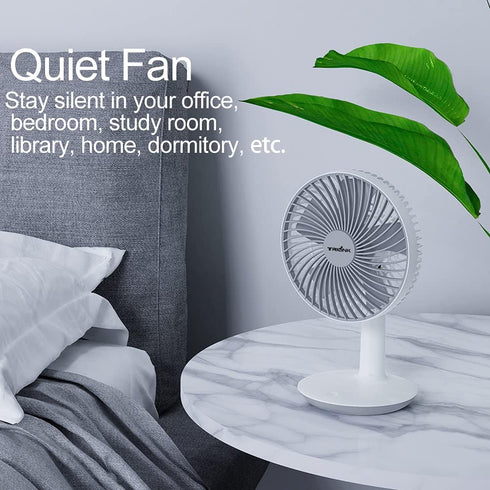 6-Inch Portable Battery-Operated Desk Fan, Rechargeable Electric Mini Fan with 4 Speed Levels for Home Office Camping