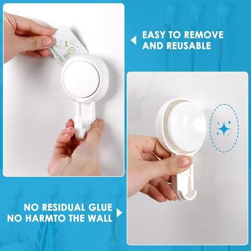 LUXEAR Reusable Suction Cup Hooks, Heavy Duty Hook for Bathroom, Kitchen, 4 Pack