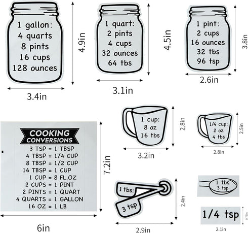 Kitchen Conversion Chart Wall Decor, Metric Measurement for Cooking, Baking, Fridge Decor, 11.4x8.3 in Sticker