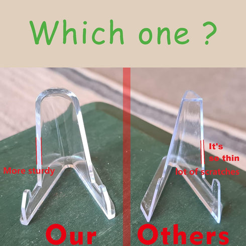 24 Packs Card Stands Sports Card Holder, Card Display Stand for Display Graded Card Challenge Medals Casino Chips, 2.3 Inch Tall, Clear