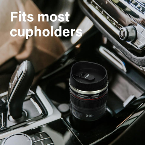 Camera Lens Coffee Mug,Travel Coffee Cup,Stainless Steel Lens Mug Thermos Camera Lens Mug with Lid and Spoon,Cool Gifts for Photographers Men and Women by AMZHUB