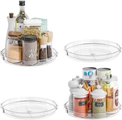 4 Pack Rotating Small Lazy Susan Turntable Organizer for Cabinet,9.5 Inch Clear