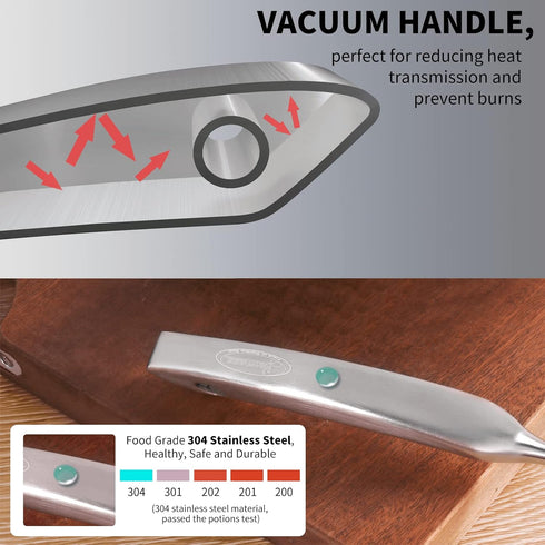 Newness 304 Stainless Steel Spaghetti Server - Rustproof, Integral Forming, Durable Pasta Fork with Vacuum Ergonomic
