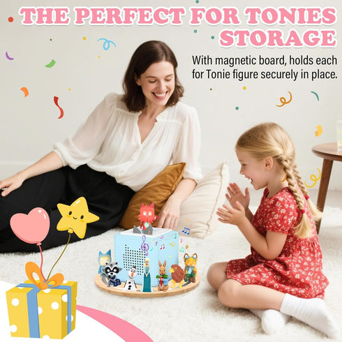 360 1/2 10~15 Round Turntable for Tonies Box Organizer Storage Shelf, Magnetic Stand Holder for Toniebox Player Tonies