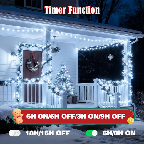 2026 88ft 240LED 12Modes, 7Voice Commands New Voice Control Smart Christmas String Lights Outdoor/Indoor | String