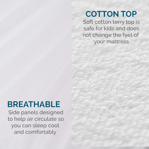 LUCID Premium Waterproof Mattress Protector, California King Size Fitted Sheet Style, Machine Washable Cotton Terry Top