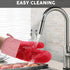 MIJOTEX Heat Resistant Silicone Oven Mitts, Set of 2 Extra Long Quilted Liner, 13 inch (RED)