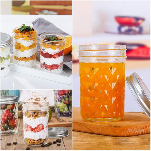 Mason Jars, 8 oz 24 Pack Half Pint Canning Jars with Airtight Lids, Ideal for Fermenting, Pickling, DIY Decor