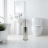 Silver Chrome Toilet Bowl Brush with Holder with Removable Plastic Liner, Durable Bathroom Cleaning Tool, Bathroom