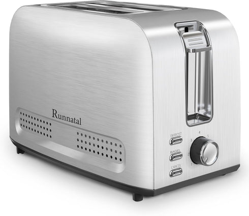 Runnatal 2 Slice Toaster, 100% Stainless Steel, Multifunctional with 7 Toast Settings, Defrost, Bagel, Cancel Functions