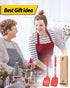 Pack of 2 Silicone Solid Turner, Non Stick Slotted Kitchen Spatulas, High Heat Resistant BPA Free (Red)
