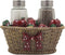 Apple Basket Glass Salt and Pepper Shaker Set with Holder, Country Kitchen Decor